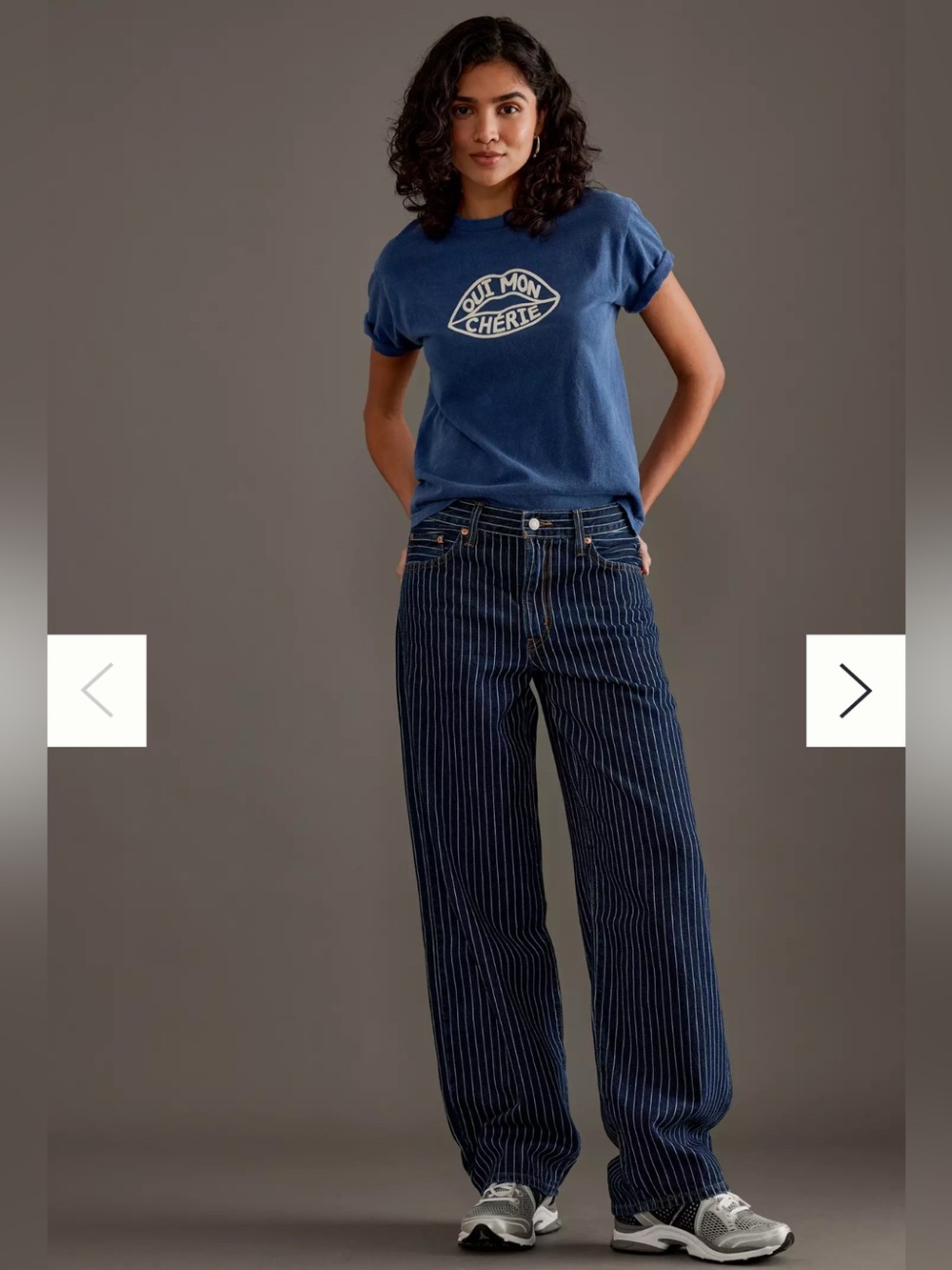 Levi's Navy Striped Flare Jeans